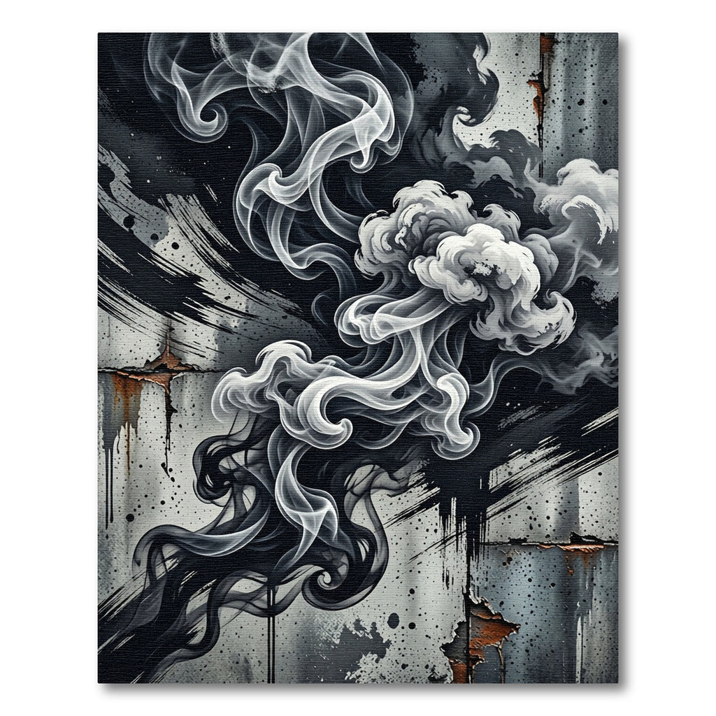 Monochromatic Gray Smoke Swirl Rug