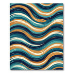 Whimsical Serpent Blue Orange Wave Rug