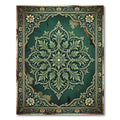 Emerald Green Floral Mandala Frame Rug