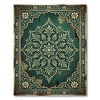 Emerald Green Floral Mandala Frame Rug