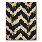 Grunge Black and Gold Chevron Rug