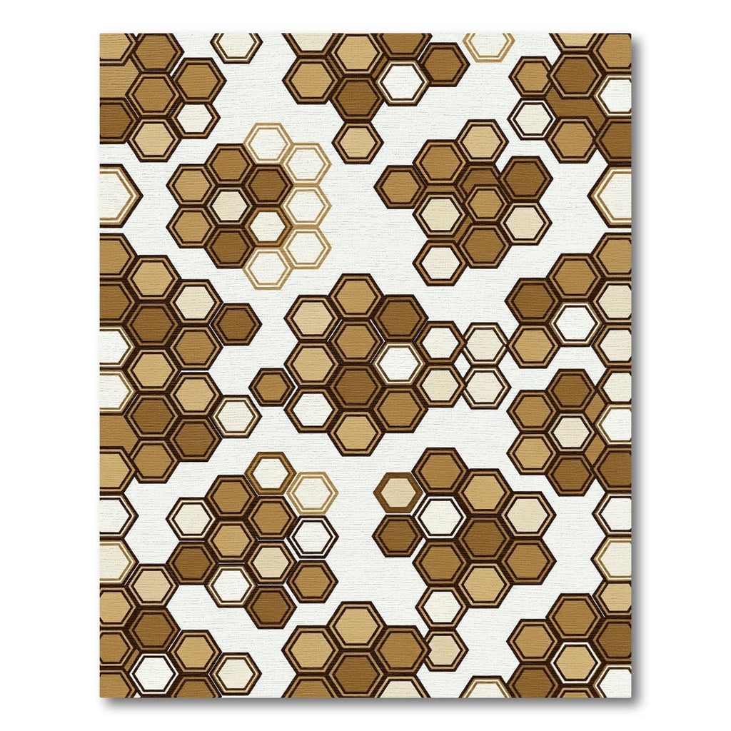 Caramel Hexagon Cluster Arrangement Rug