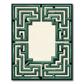 Emerald Green Geometric Maze Frame Rug