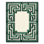 Emerald Green Geometric Maze Frame Rug