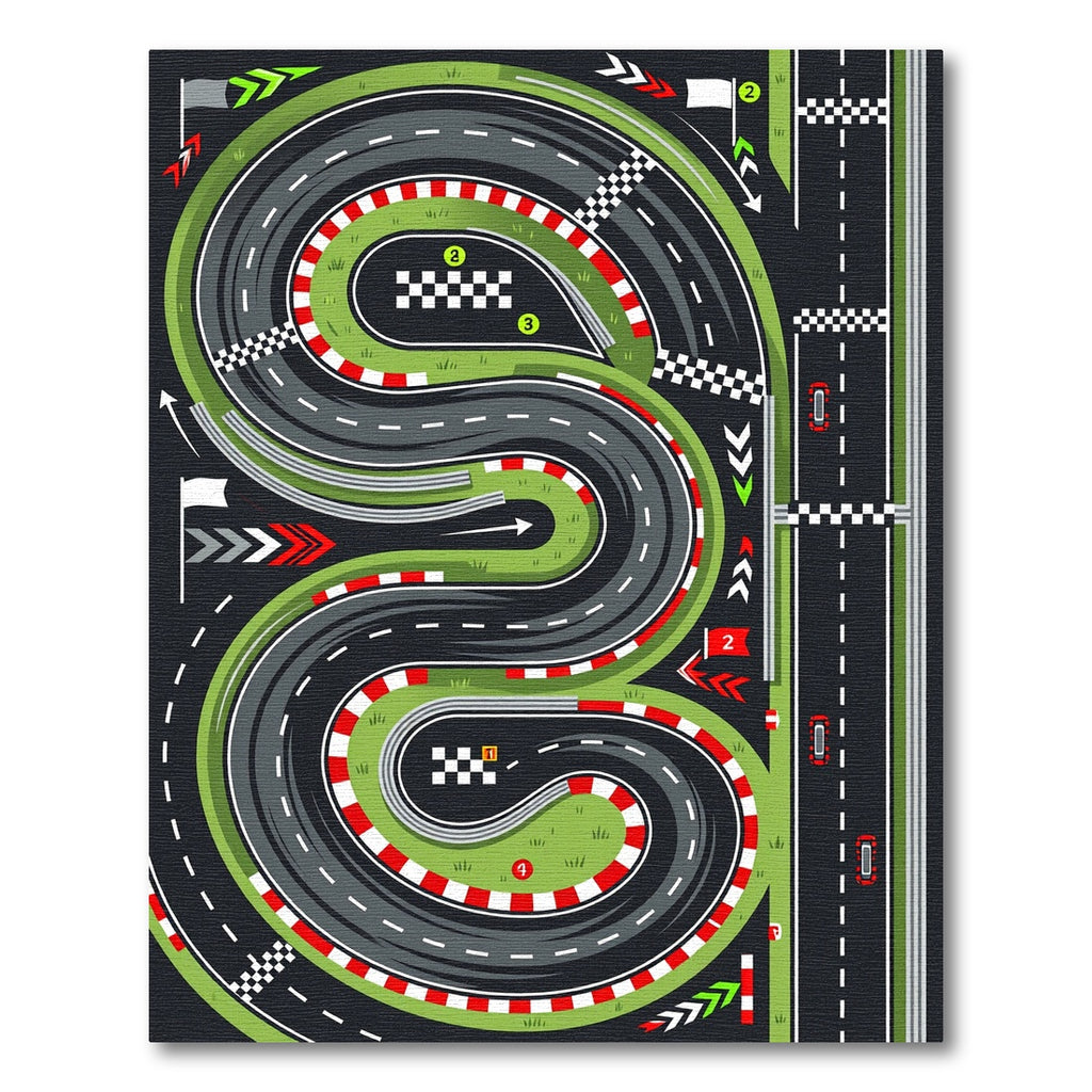 Dynamic Race Track Circuit Illustration Rug