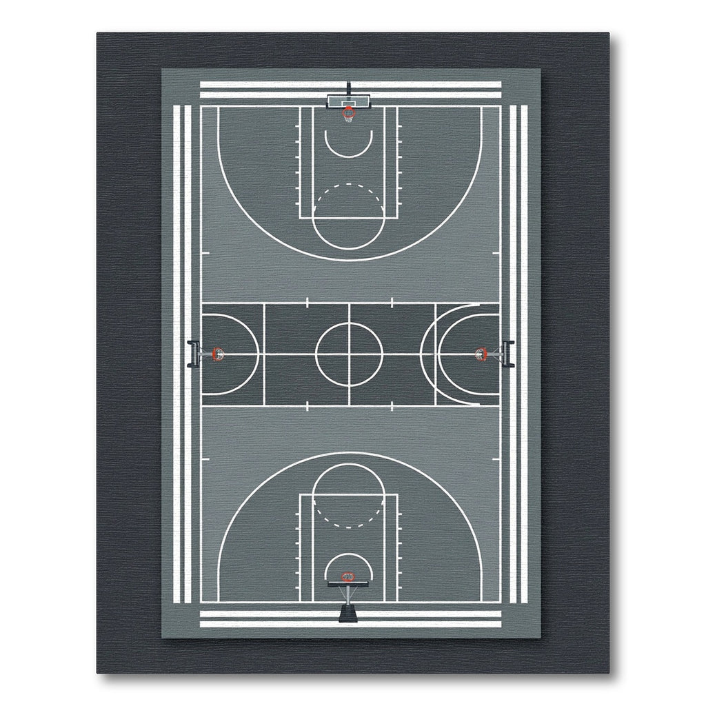Minimalist Gray Basketball Court Graphic Rug