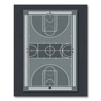 Minimalist Gray Basketball Court Graphic Rug