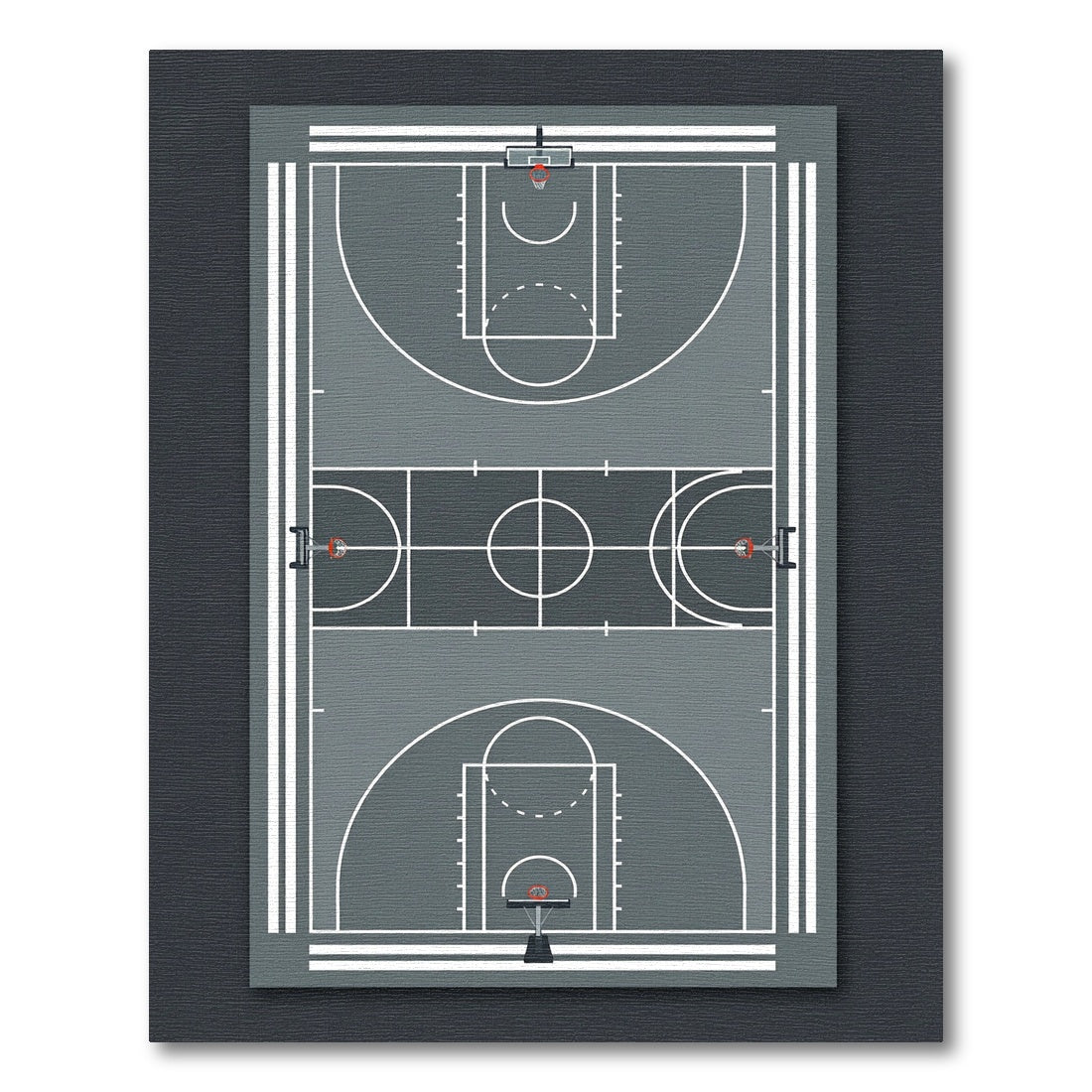 Minimalist Gray Basketball Court Graphic Rug