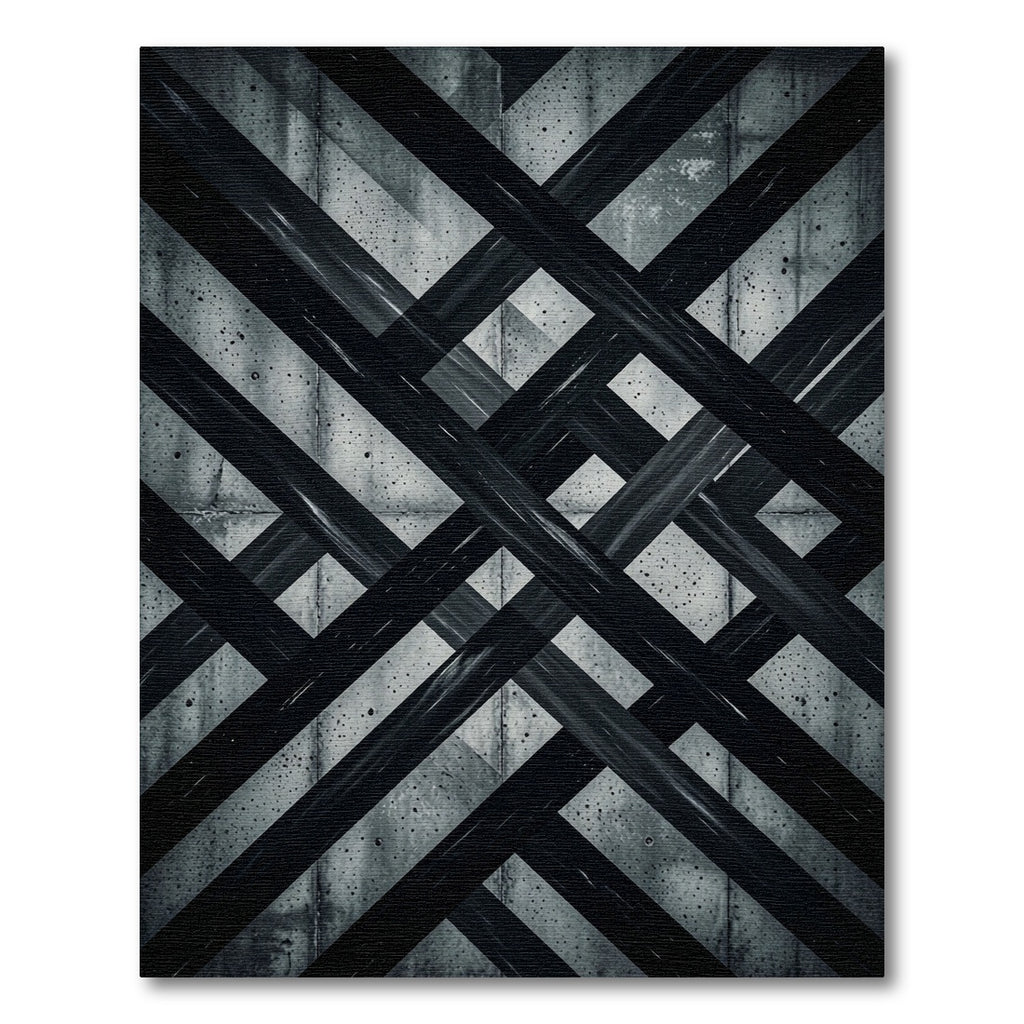 Modern Gray Intersecting Diagonal Line Rug
