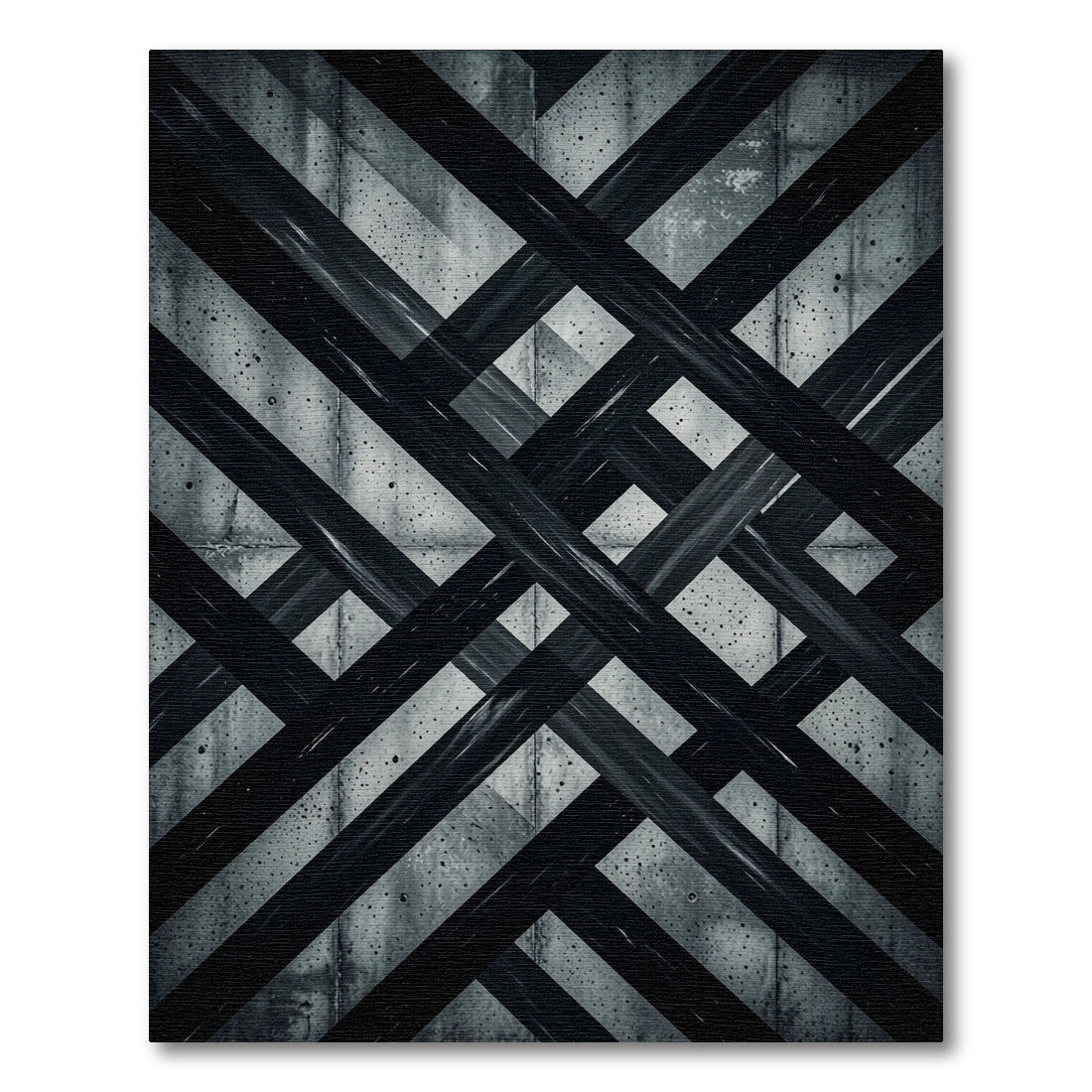 Modern Gray Intersecting Diagonal Line Rug