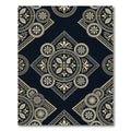 Elegant Midnight Gold Floral Mandala Rug