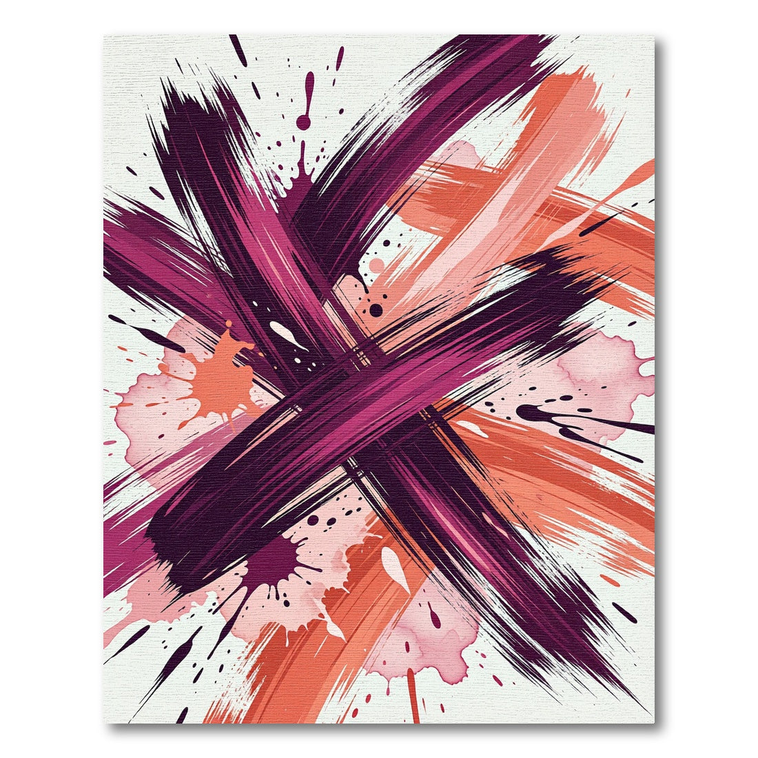 Abstract Crimson and Coral Brushstroke Art Rug