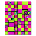 Vibrant Neon Grid Pixelated Checkered Block Rug