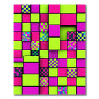 Vibrant Neon Grid Pixelated Checkered Block Rug