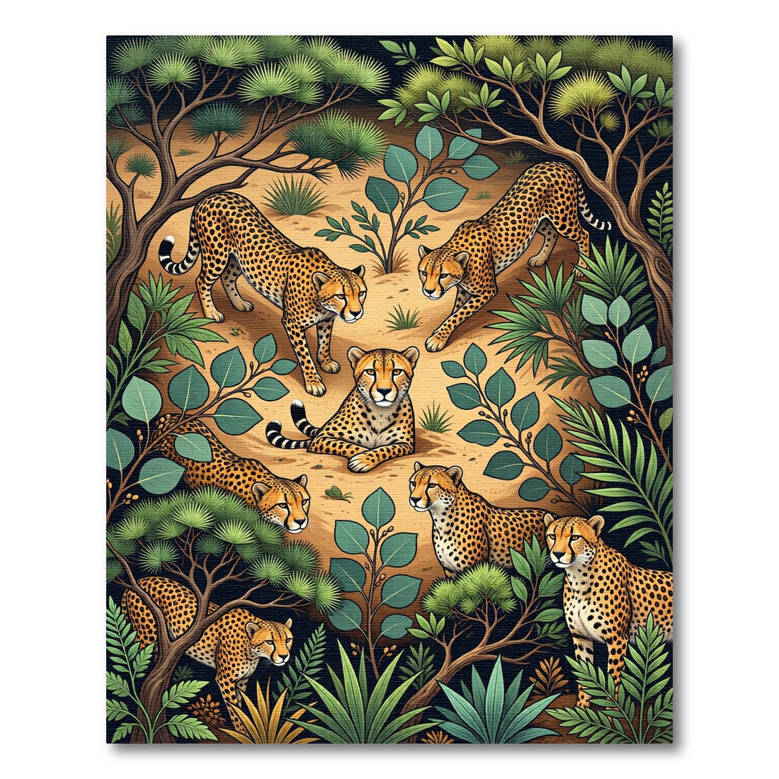 Vibrant Safari Cheetah Jungle Landscape Rug