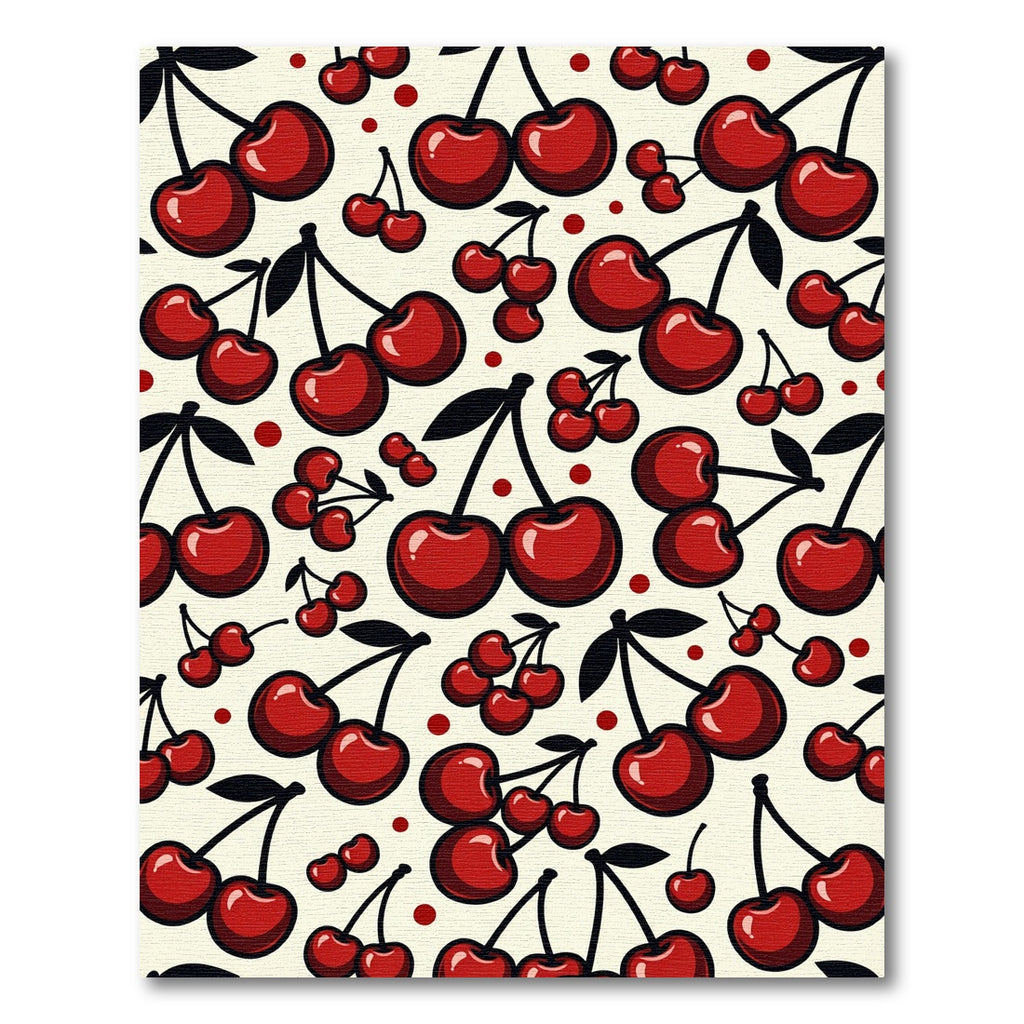 Playful Retro Cherry Red Berry Illustration Rug