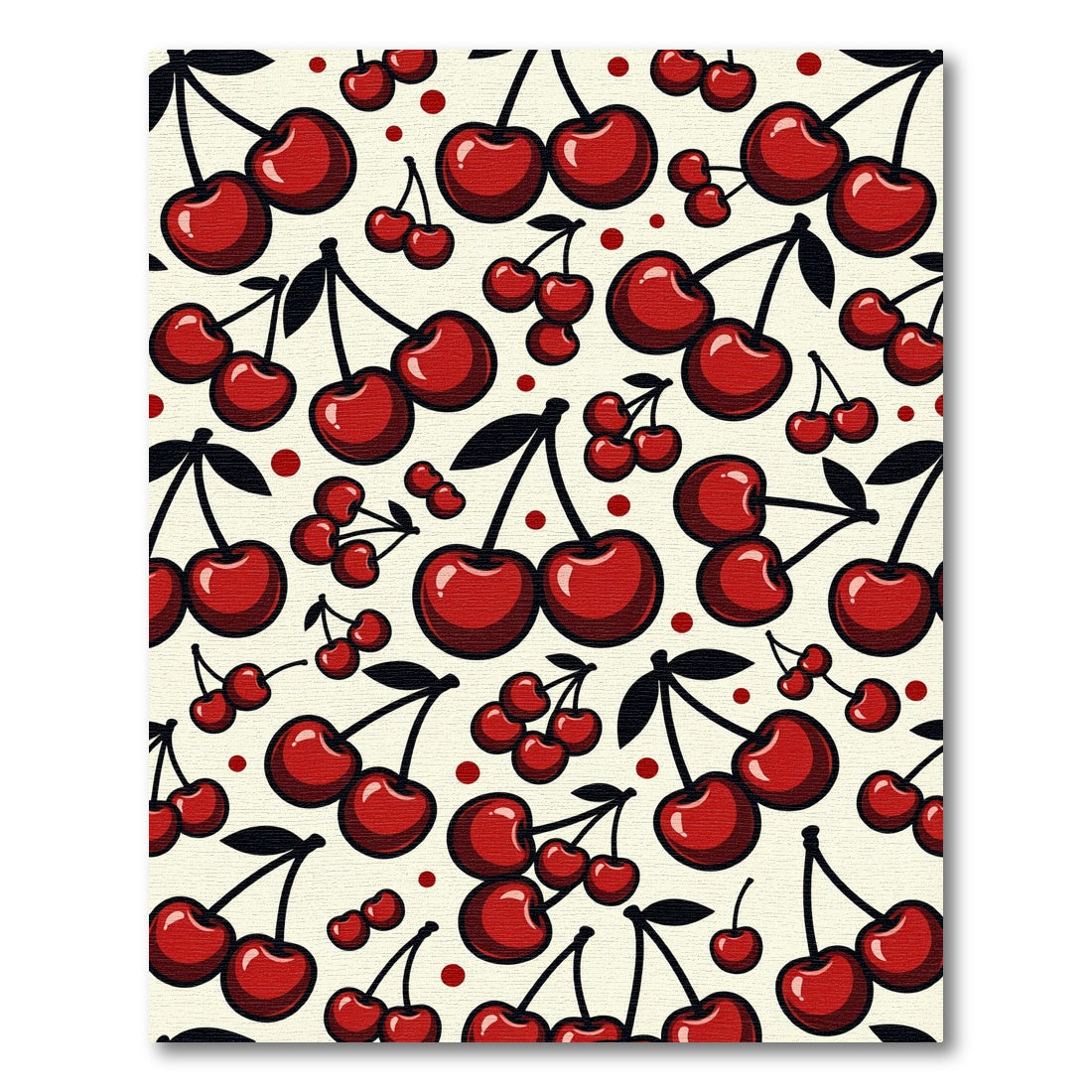 Playful Retro Cherry Red Berry Illustration Rug