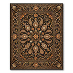 Ornate Golden Floral Paisley Medallion Rug