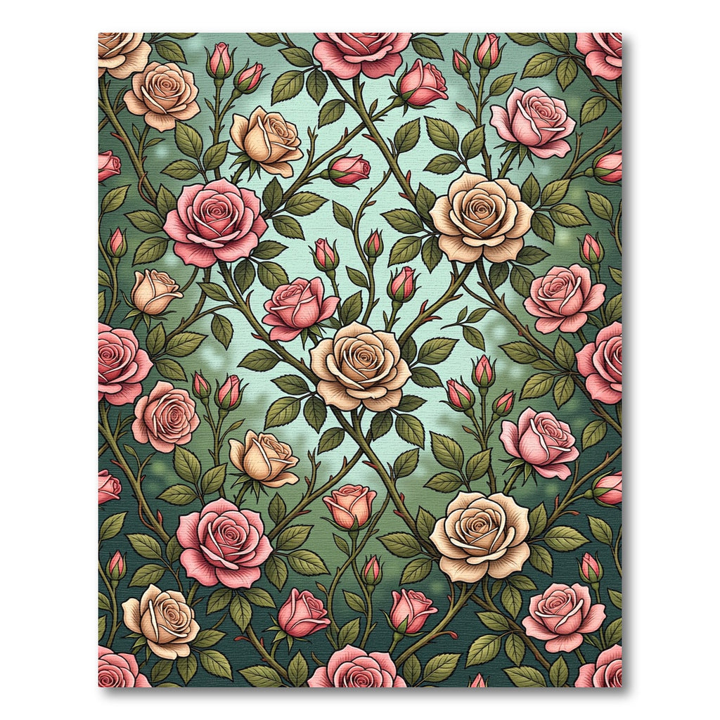 Elegant Rose Garden Floral Vines Rug