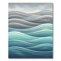 Serene Teal Blue Layered Wave Abstract Rug