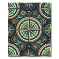 Navigational Compass Antique Gold Aqua Rug