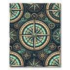 Navigational Compass Antique Gold Aqua Rug