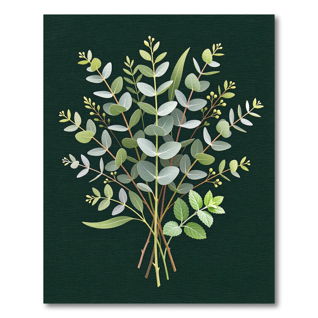 Botanical Eucalyptus Fern Foliage Art Rug