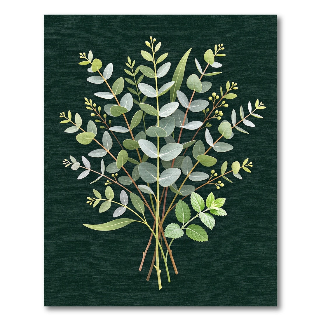 Botanical Eucalyptus Fern Foliage Art Rug