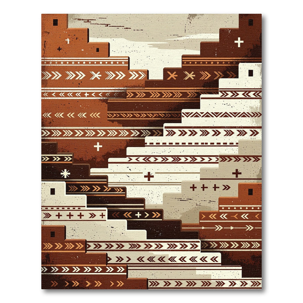 Terracotta Earthy Geometric Staircase Rug