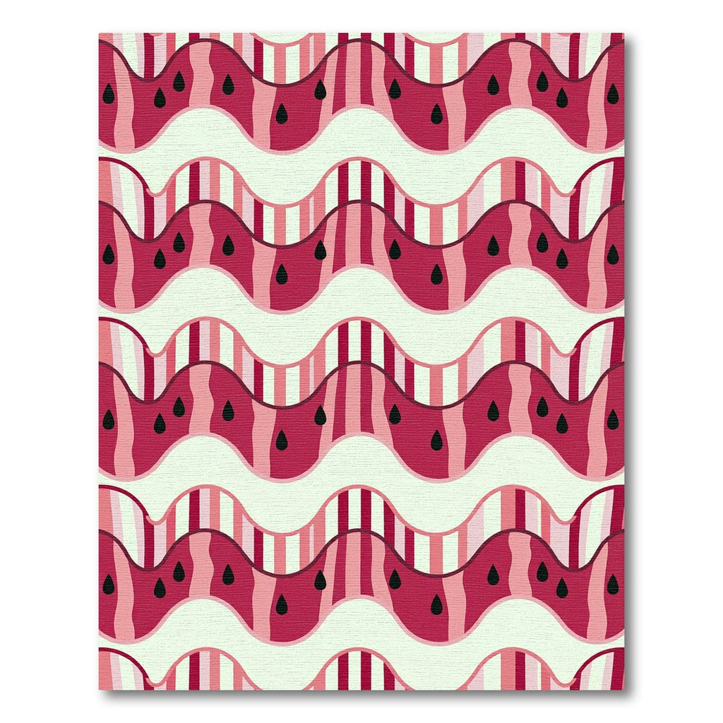 Modern Wavy Watermelon Seed Geometric Art Rug