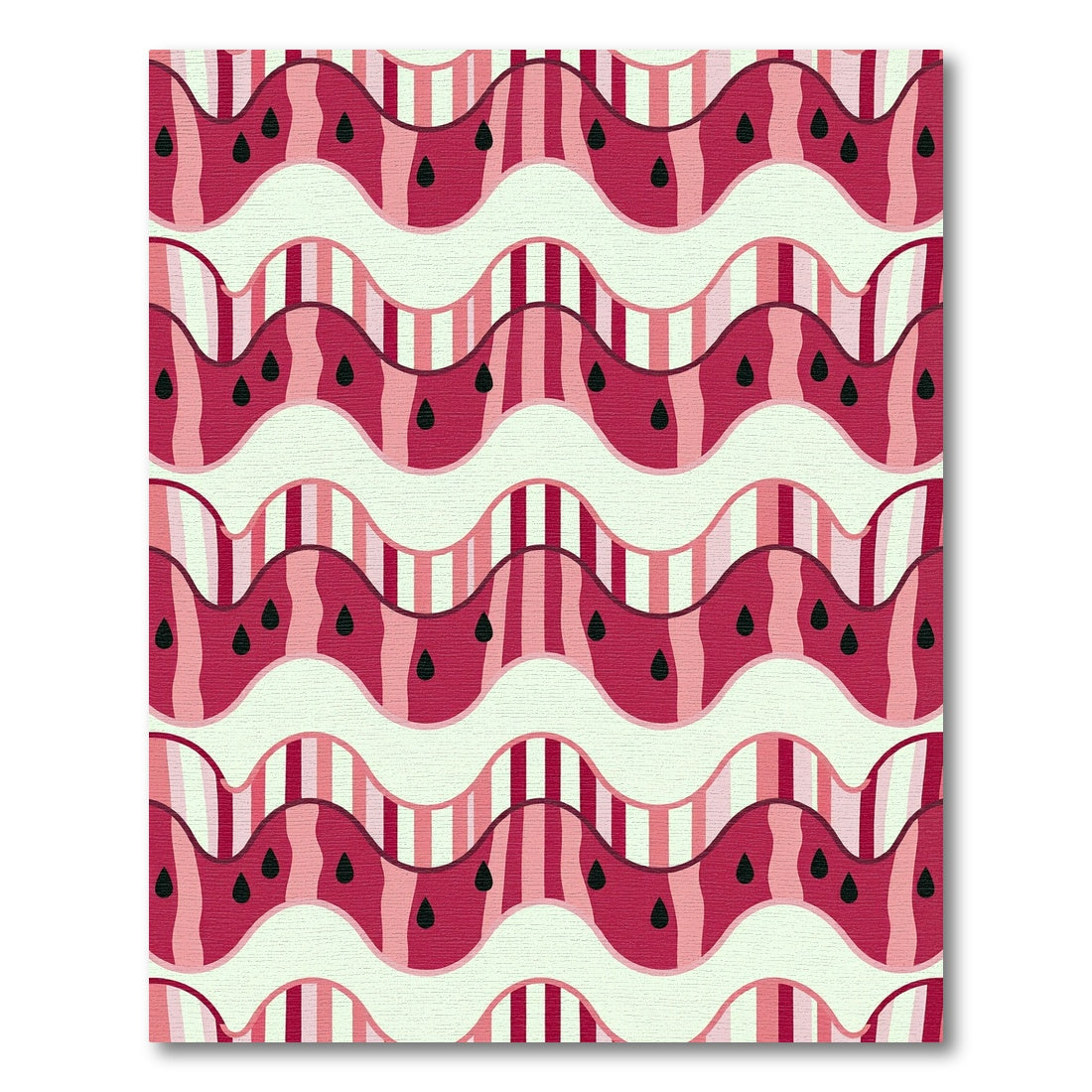 Modern Wavy Watermelon Seed Geometric Art Rug
