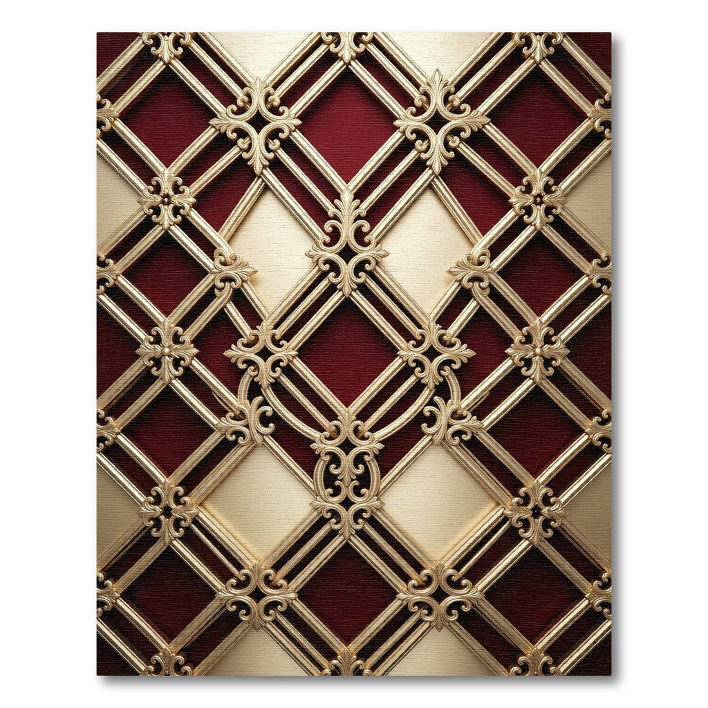 Regal Gold Crimson Lattice Rug
