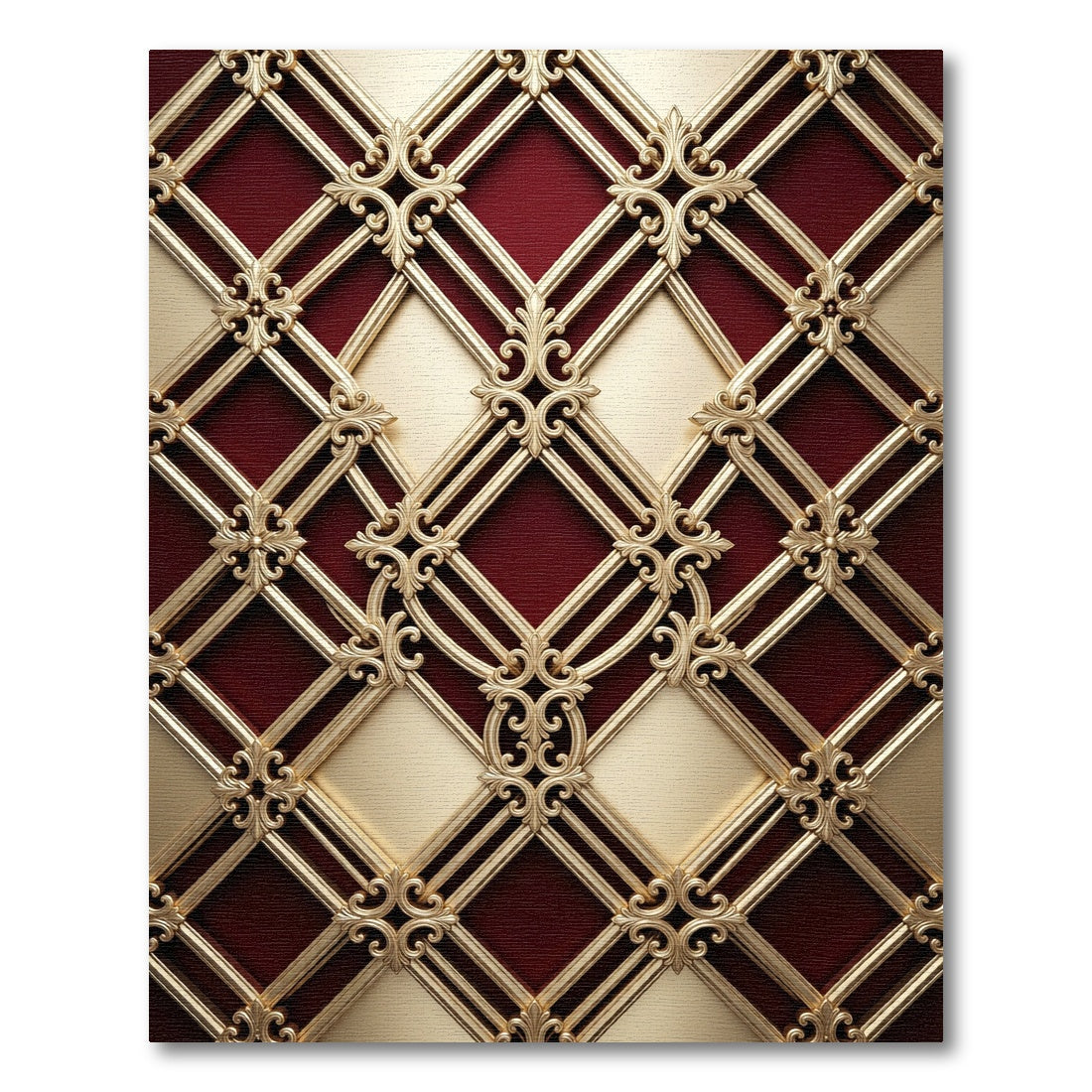 Regal Gold Crimson Lattice Rug