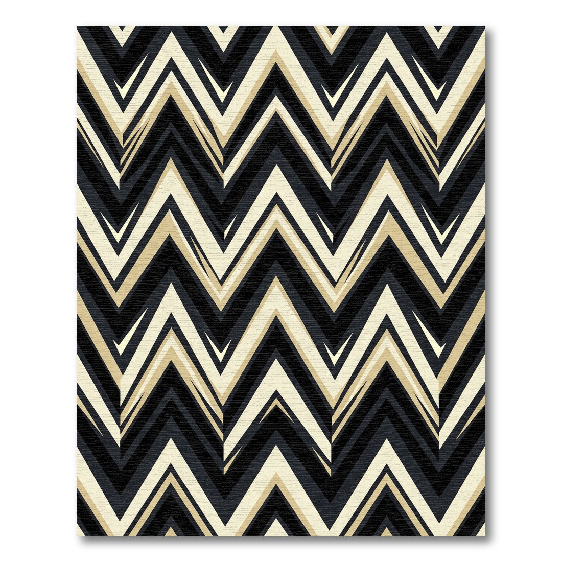 Bold Black Cream Chevron Stripes Rug