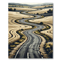Winding Country Road Wheat Field Landscape Rug