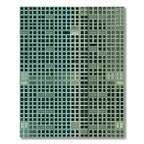 Aqua Geometric Architectural Grid Rug