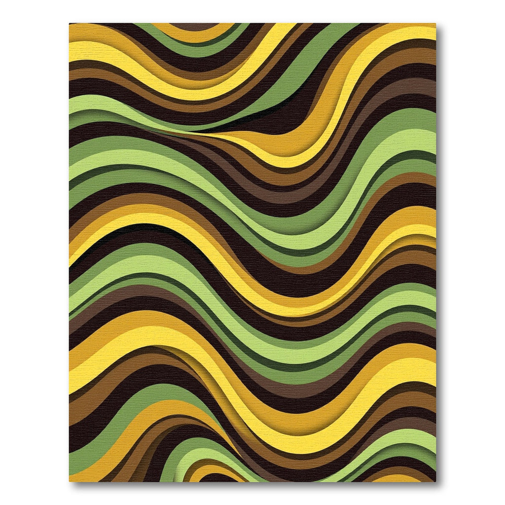 Earthy Wave Abstract Olive Gold Swirl Rug