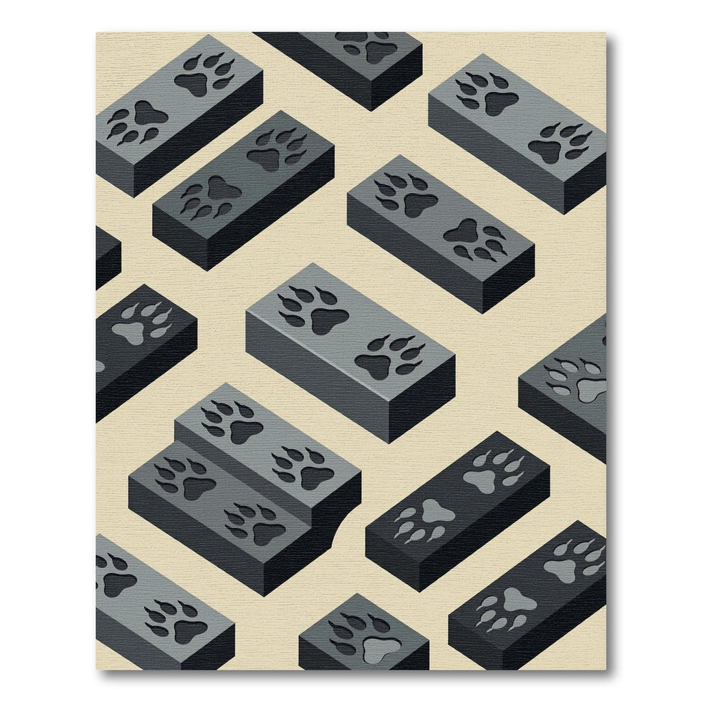 Minimalist Charcoal Isometric Paw Track Rug