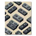 Minimalist Charcoal Isometric Paw Track Rug