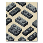 Minimalist Charcoal Isometric Paw Track Rug