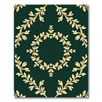 Golden Laurel Wreath Leafy Damask Rug