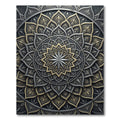 Ornate Metallic Silver and Gold Mandala Rug
