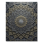 Ornate Metallic Silver and Gold Mandala Rug