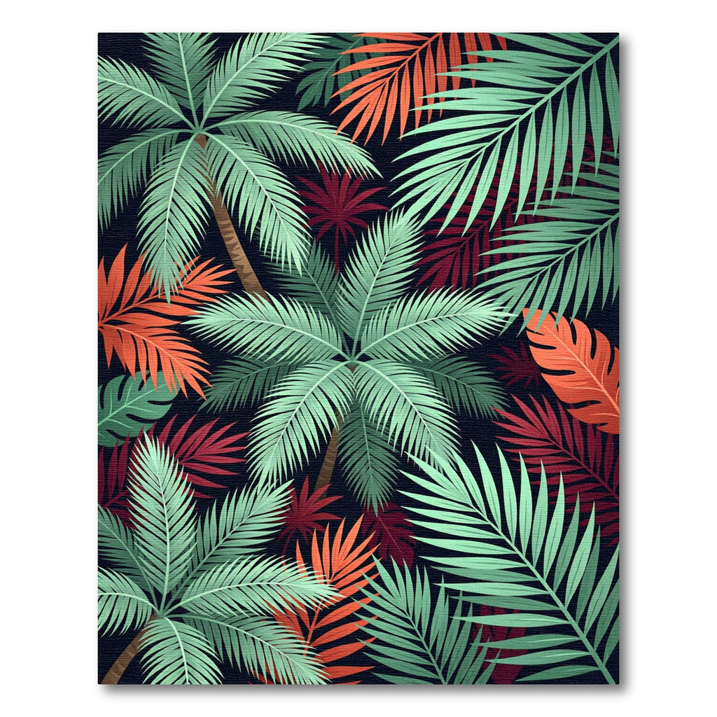 Tropical Palm Frond Foliage Burst Rug