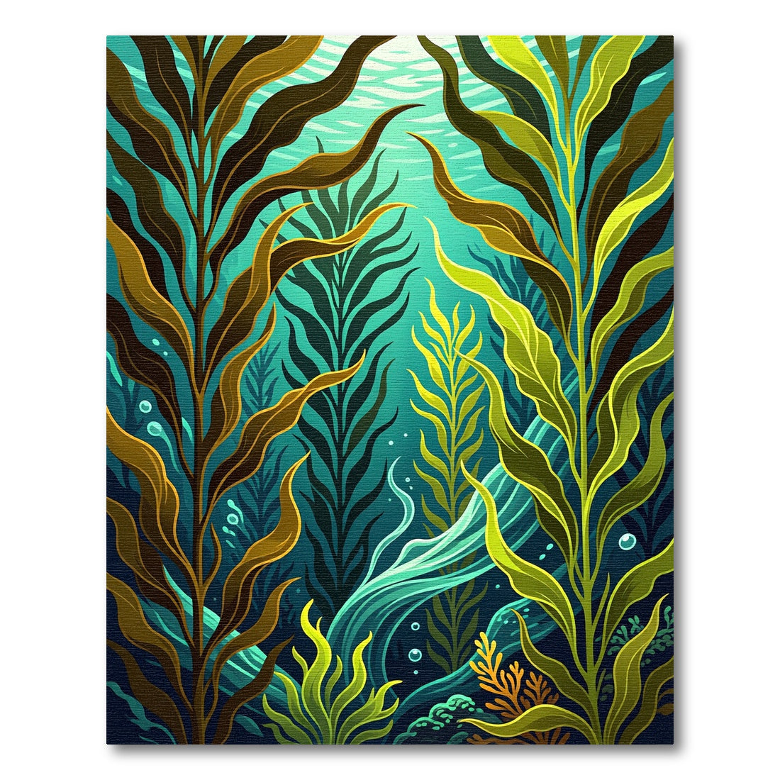 Lush Teal Kelp Seaweed Forest Rug