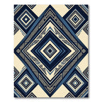 Navy Blue Geometric Diamond Art Rug