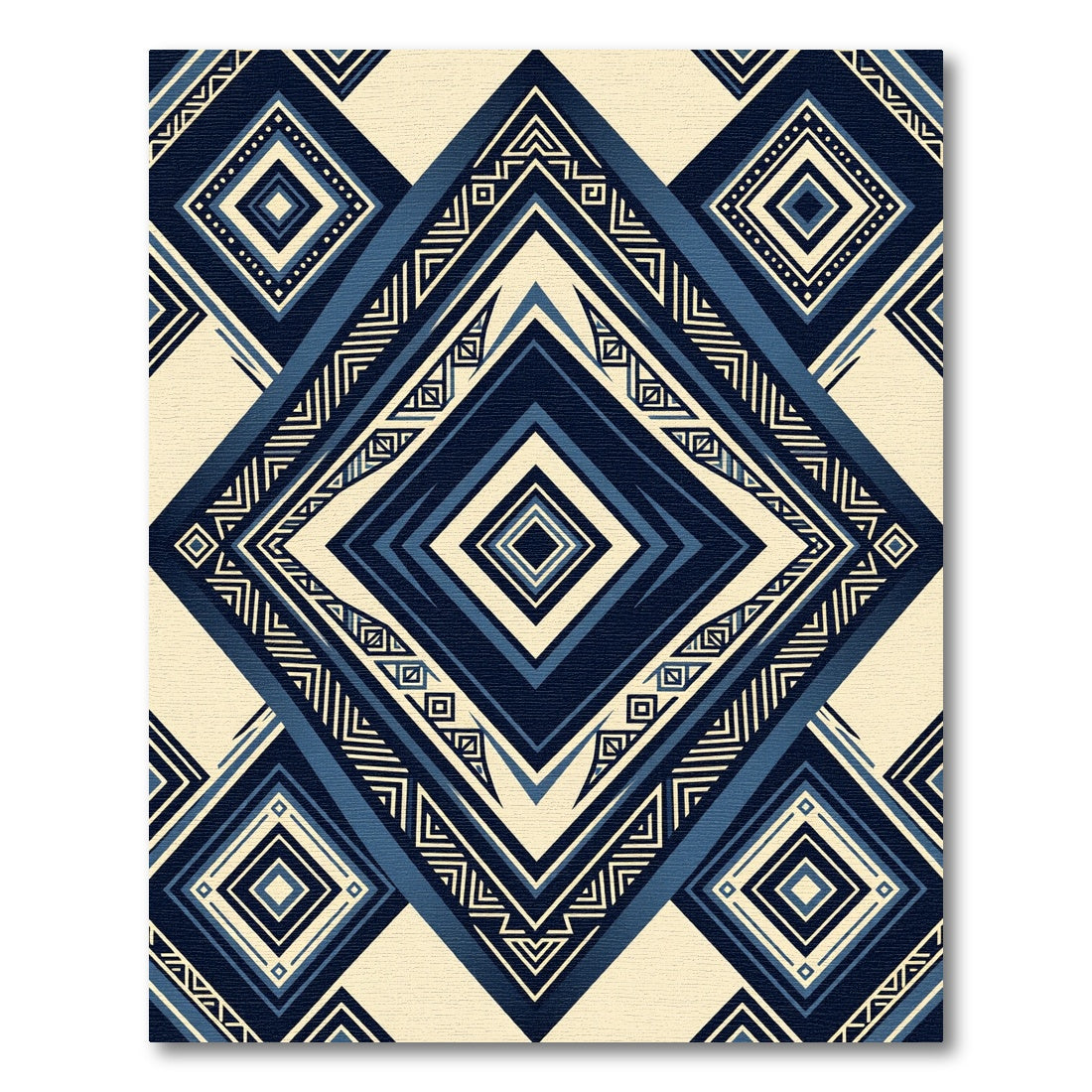 Navy Blue Geometric Diamond Art Rug
