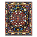 Deep Crimson Floral Inlay Medallion Rug