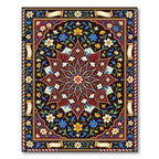 Deep Crimson Floral Inlay Medallion Rug