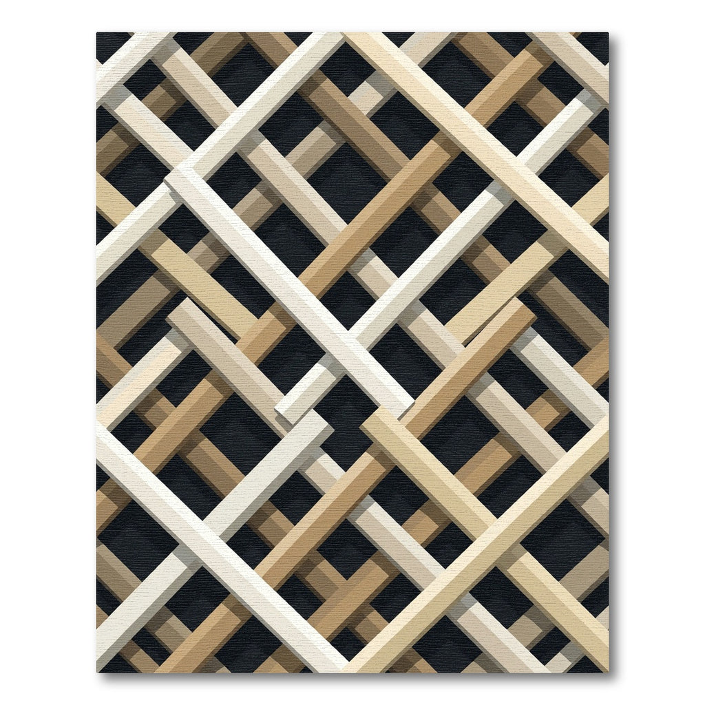 Modern Beige Interwoven Geometric Lattice Rug